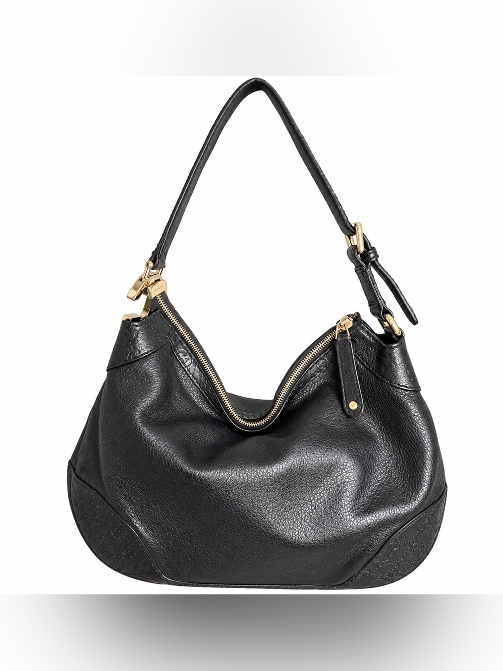 Vintage Gucci Charlotte Hobo Bag – Black Leather | Gold G Hardware